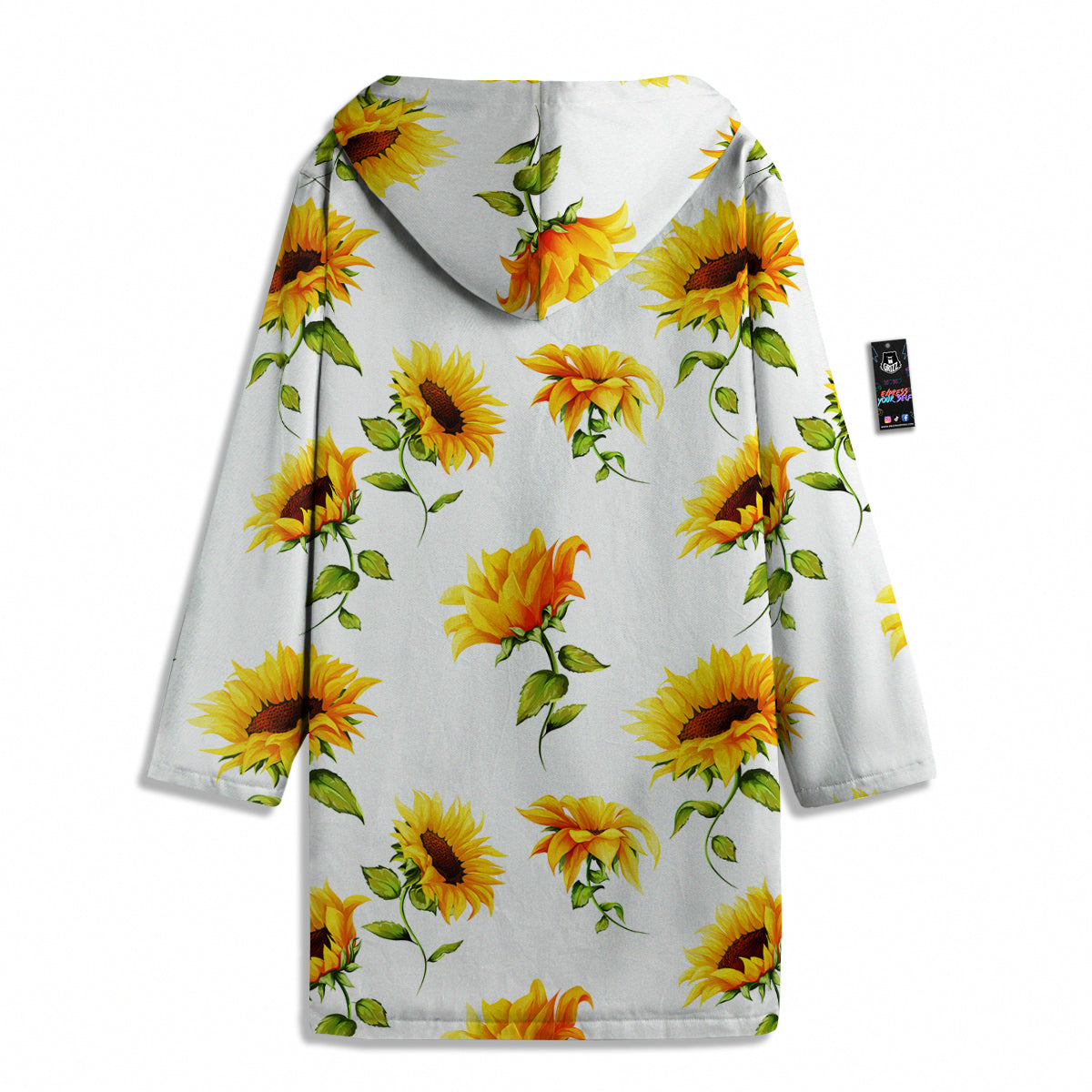 Sunflower White Watercolor Print Pattern Men's Windbreaker Jacket-grizzshop