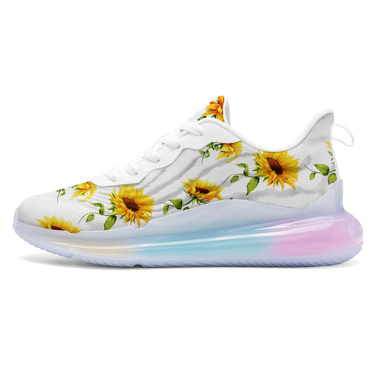 Sunflower White Watercolor Print Pattern Running Sneakers-grizzshop