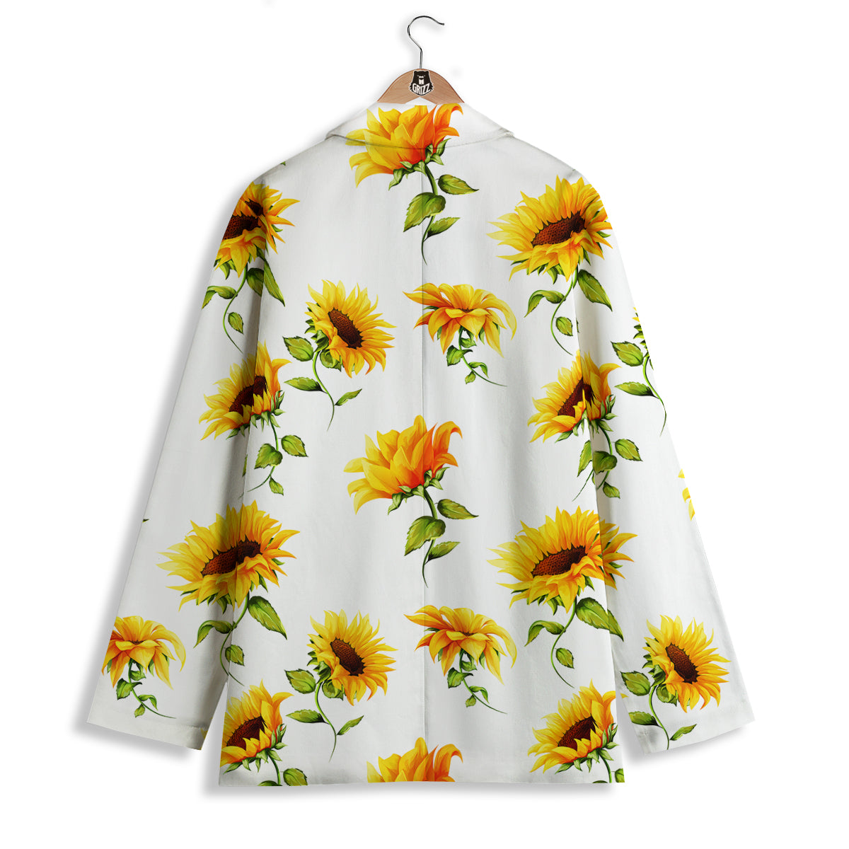 Sunflower White Watercolor Print Pattern Women's Blazer-grizzshop