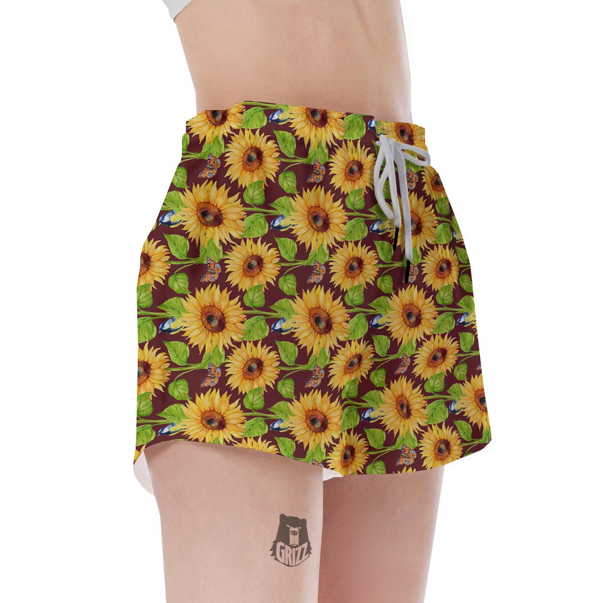 Sunflower With Bird And Butterfly Women's Shorts-grizzshop