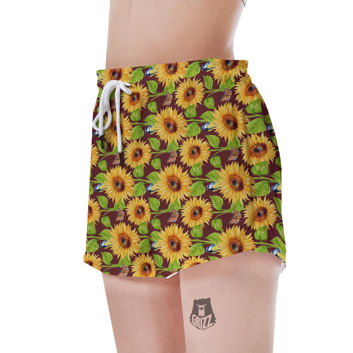 Sunflower With Bird And Butterfly Women's Shorts-grizzshop
