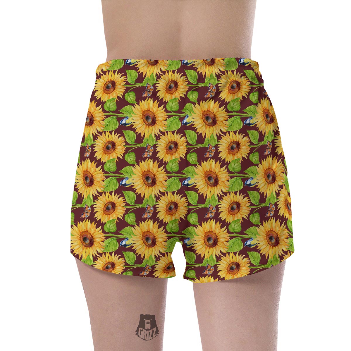 Sunflower With Bird And Butterfly Women's Shorts-grizzshop