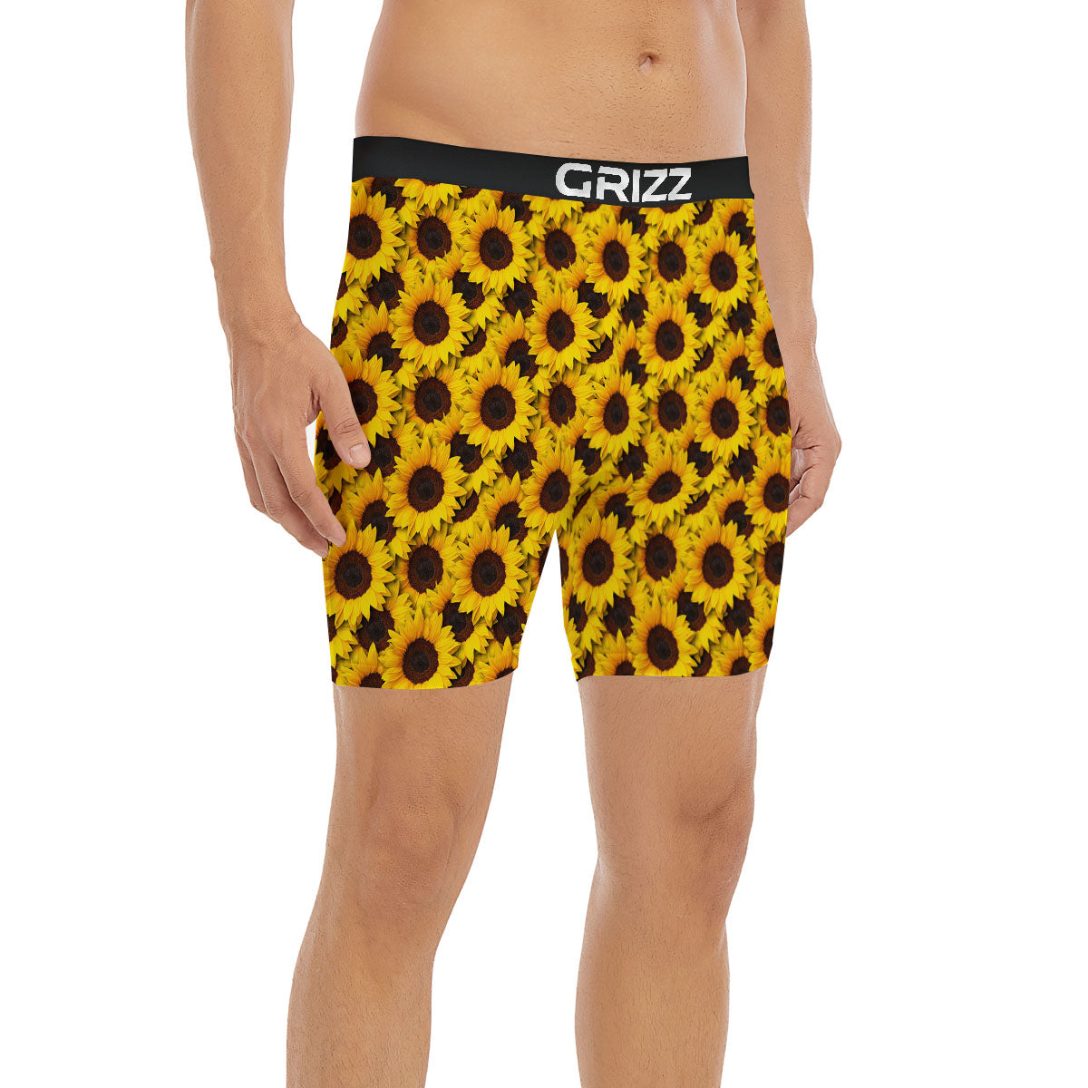 Sunflower Yellow Print Pattern Boxer Briefs-grizzshop