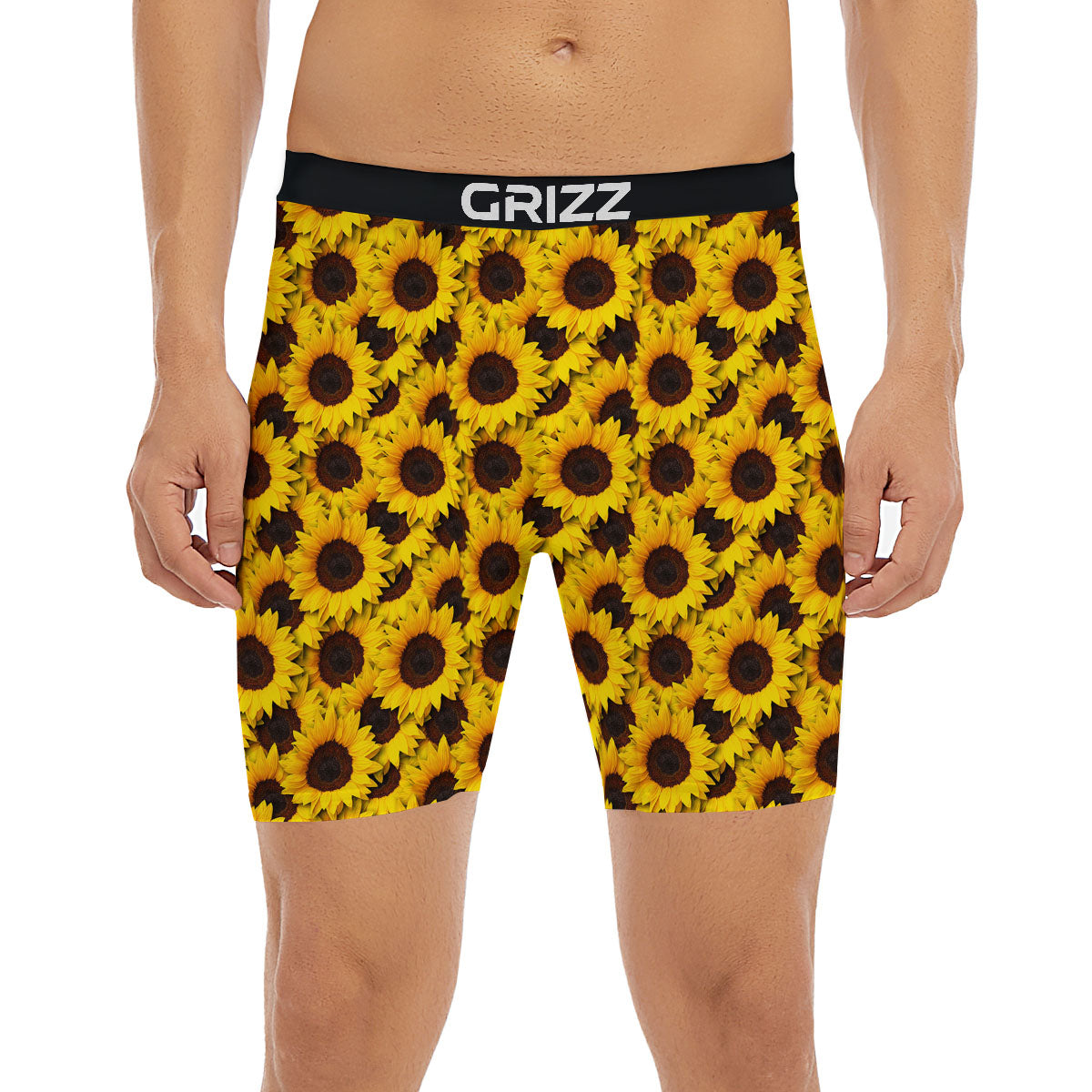 Sunflower Yellow Print Pattern Boxer Briefs-grizzshop