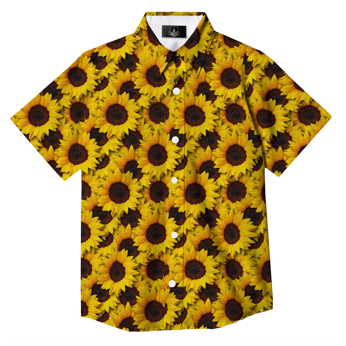 Sunflower Yellow Print Pattern Button Up Shirt-grizzshop