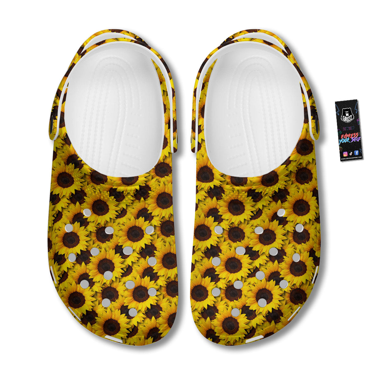 Sunflower Yellow Print Pattern Clog-grizzshop