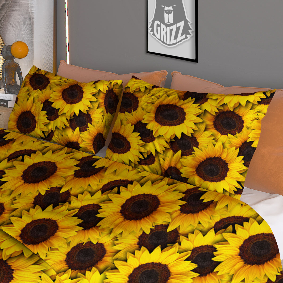 Sunflower Yellow Print Pattern Duvet Cover Bedding Set