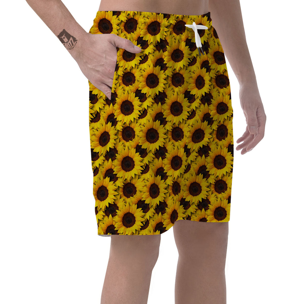 Sunflower Yellow Print Pattern Men's Shorts-grizzshop