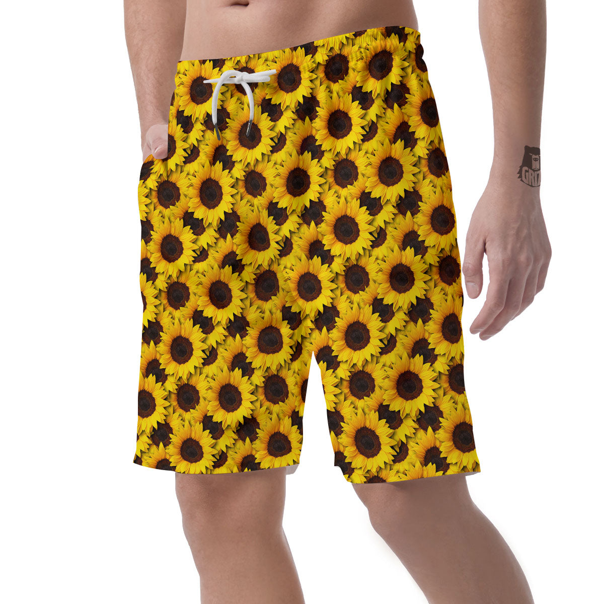 Sunflower Yellow Print Pattern Men's Shorts-grizzshop