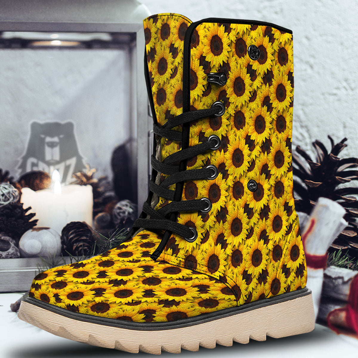Sunflower Yellow Print Pattern Snow Boots-grizzshop