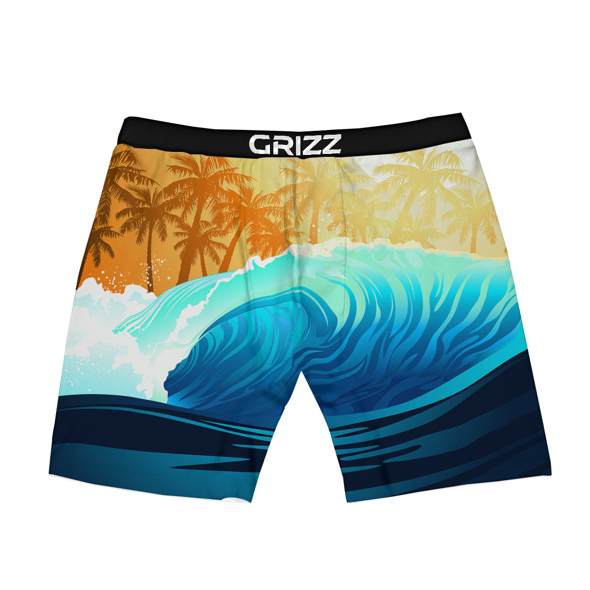 Sunrise Tropical Surfing Wave Print Boxer Briefs-grizzshop