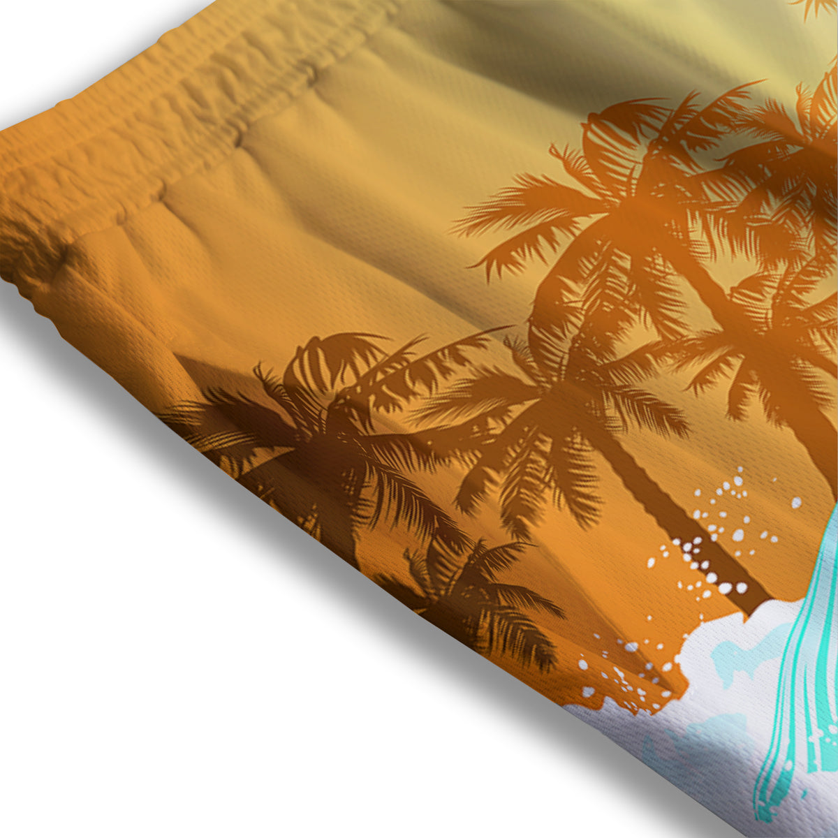 Sunrise Tropical Surfing Wave Print Mesh Shorts-grizzshop