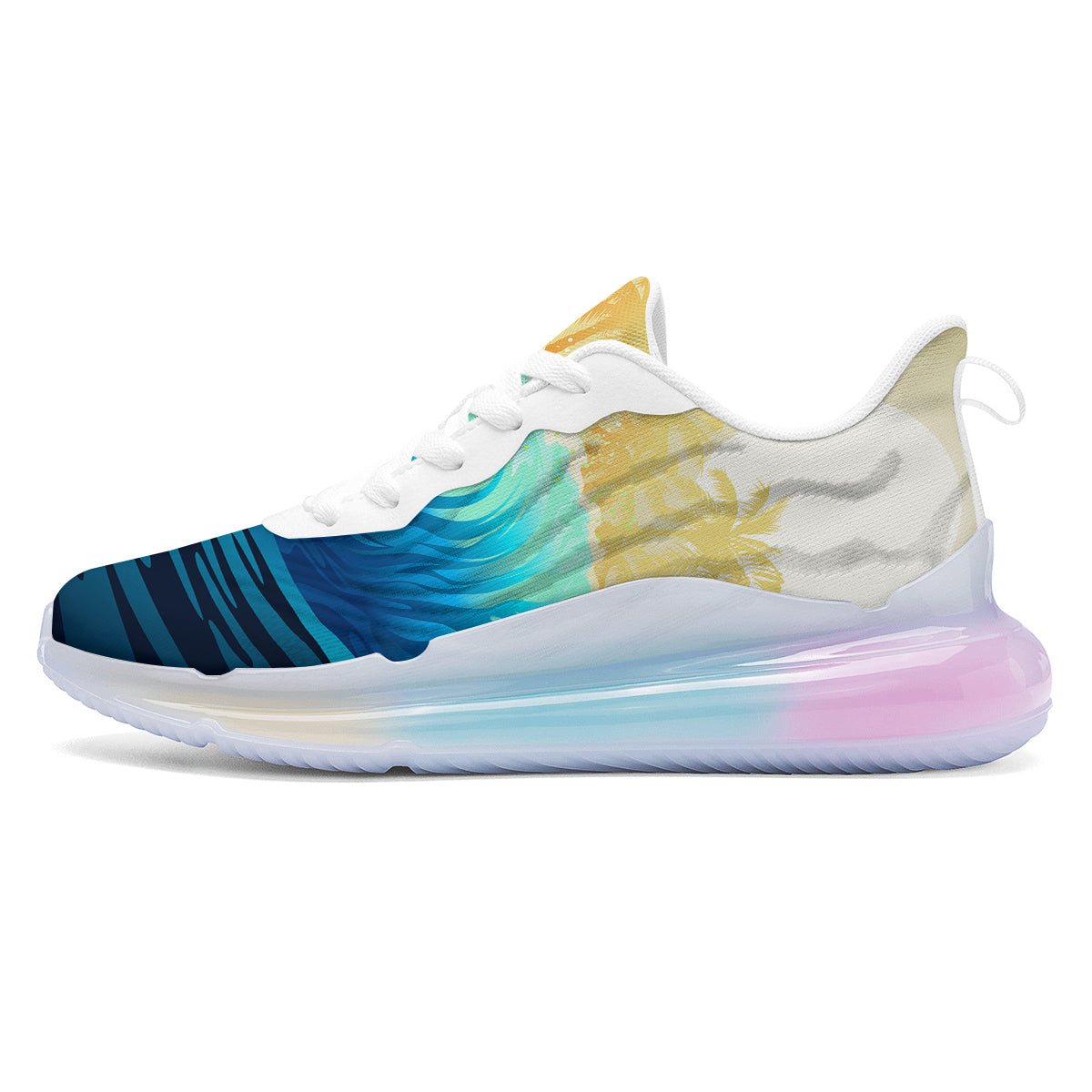 Sunrise Tropical Surfing Wave Print Running Sneakers-grizzshop