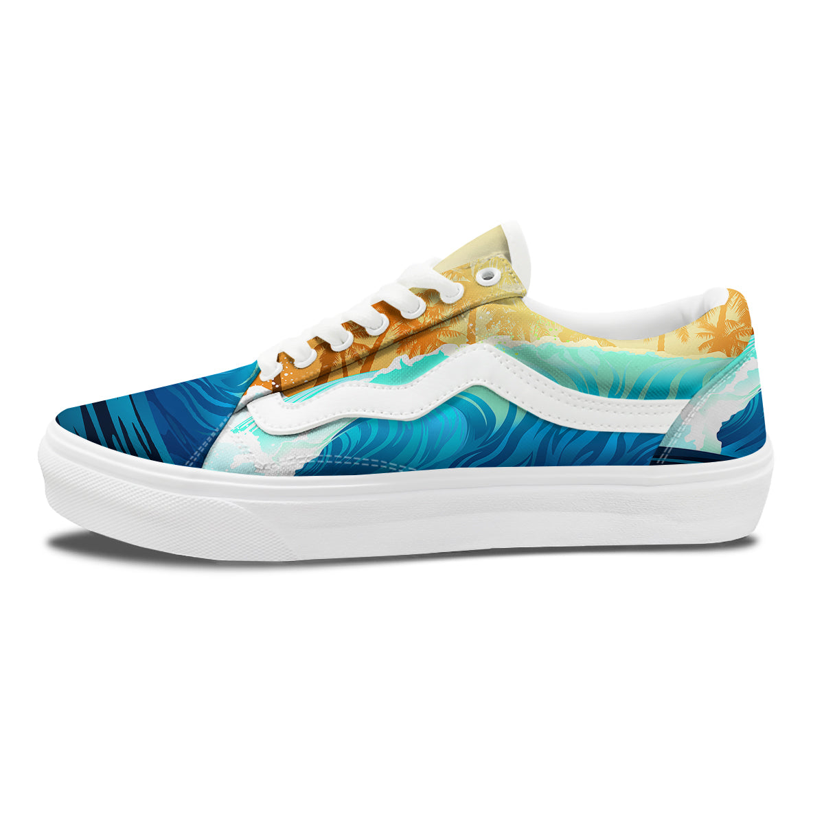 Sunrise Tropical Surfing Wave Print Skate Shoes-grizzshop