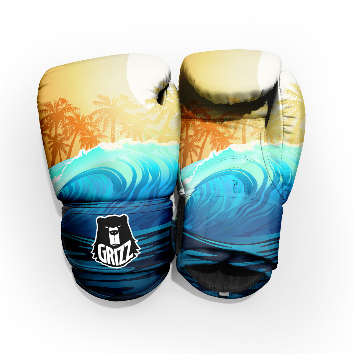 Sunrise Tropical Surfing Wave Print Sparring Gloves-grizzshop
