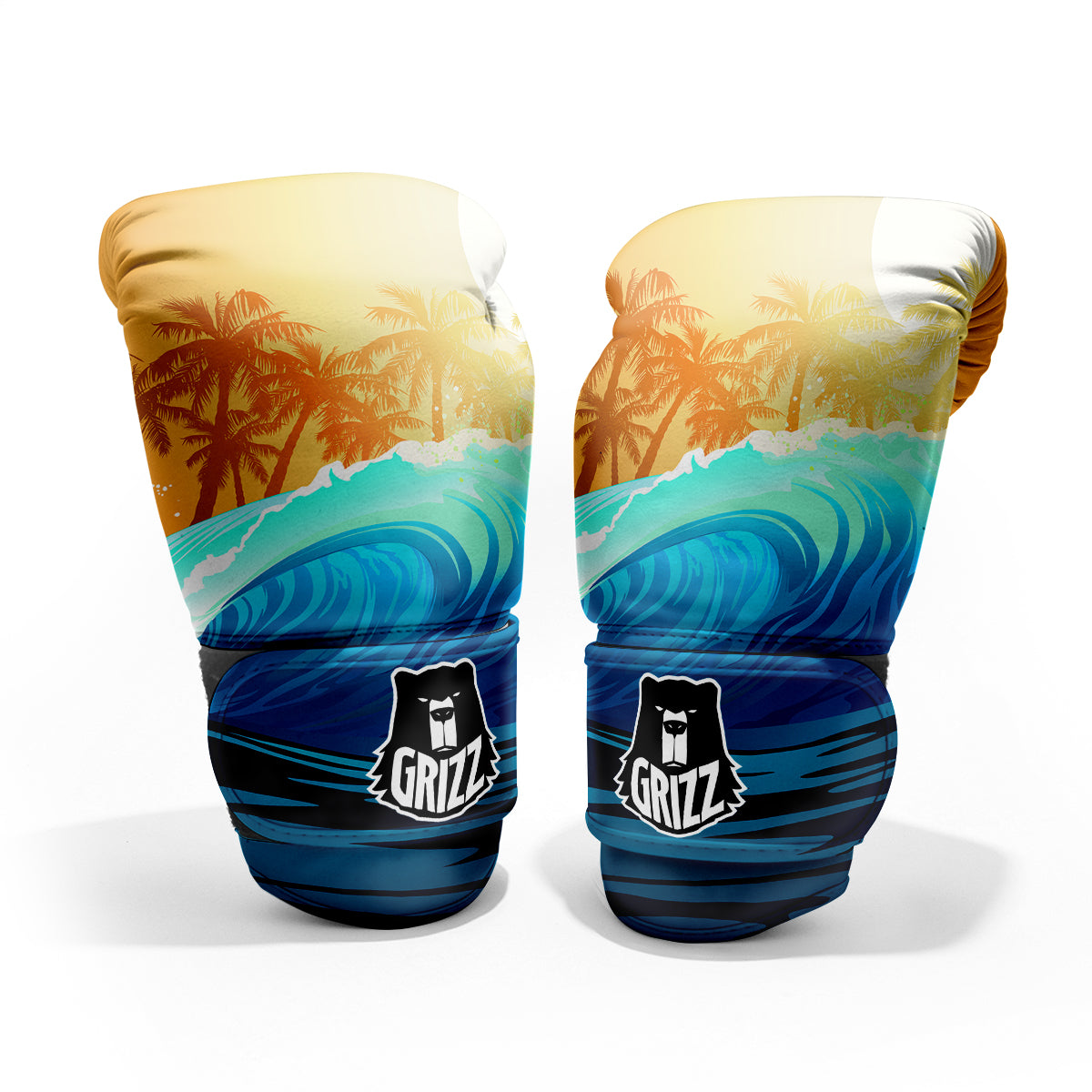 Sunrise Tropical Surfing Wave Print Sparring Gloves-grizzshop
