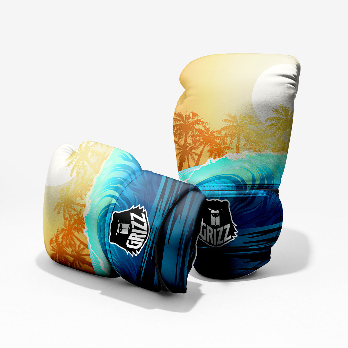 Sunrise Tropical Surfing Wave Print Sparring Gloves-grizzshop