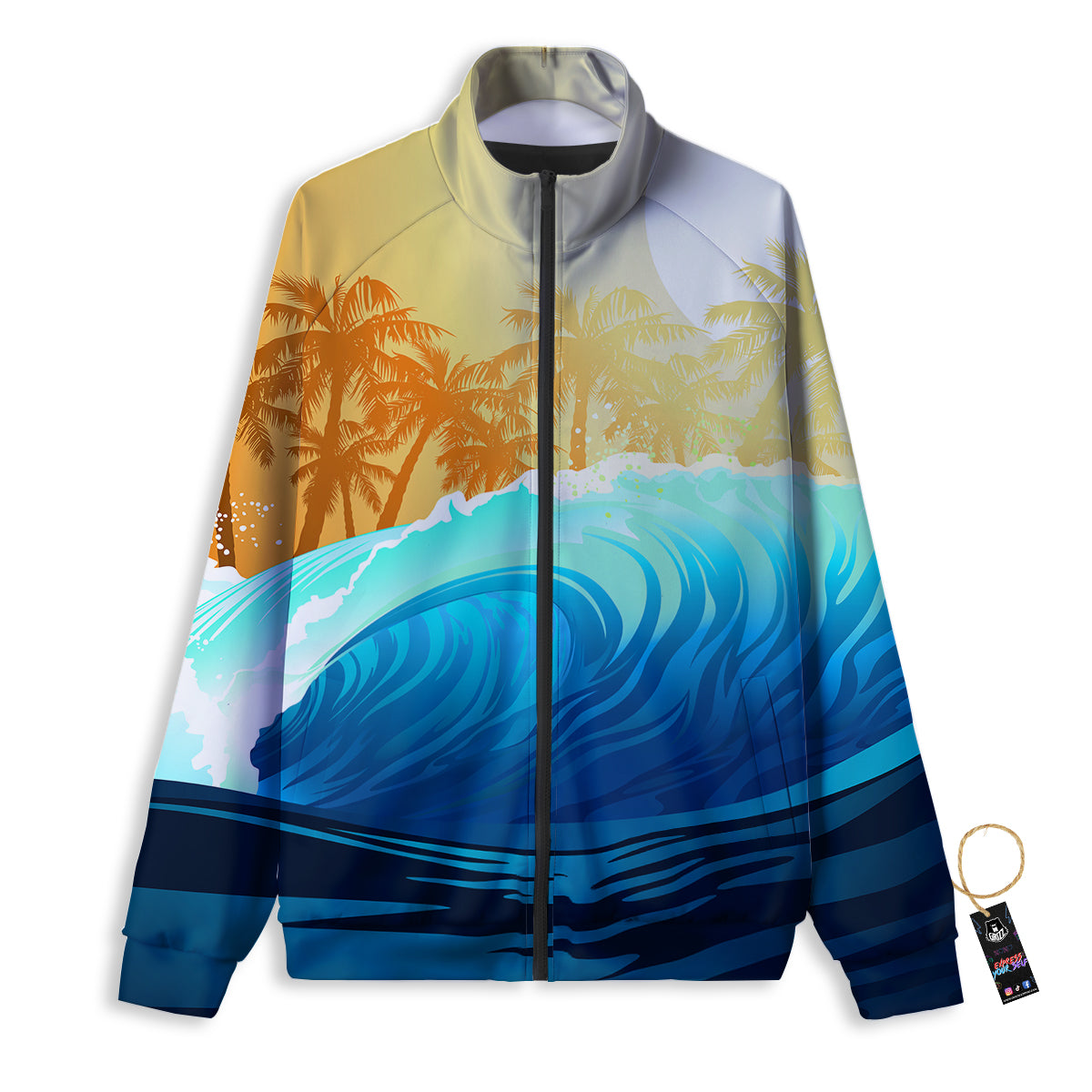 Sunrise Tropical Surfing Wave Print Track Jacket-grizzshop