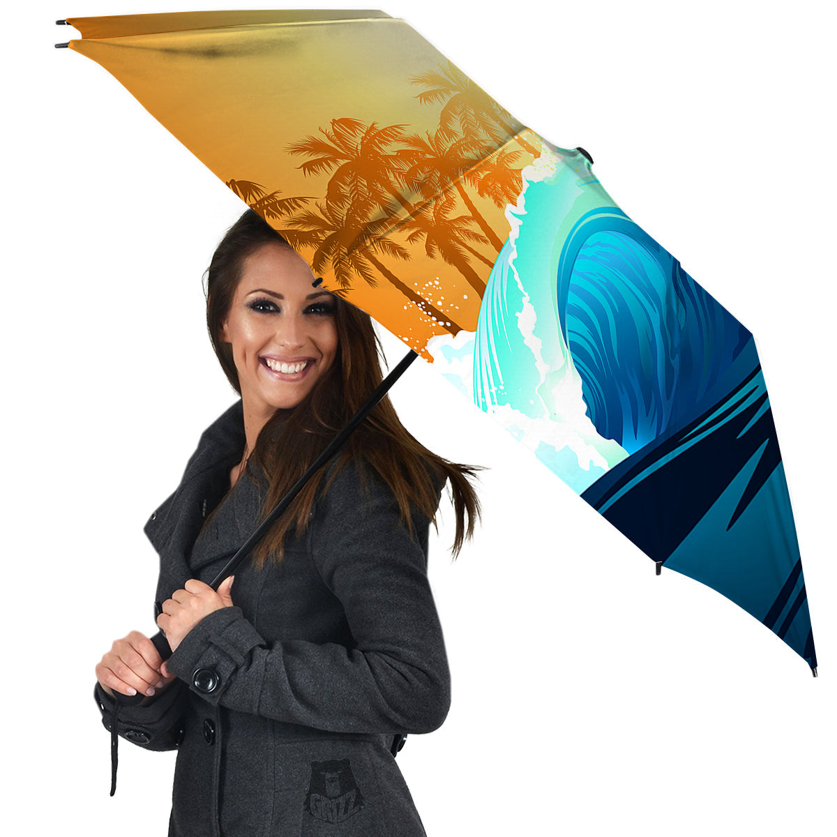 Sunrise Tropical Surfing Wave Print Umbrella-grizzshop