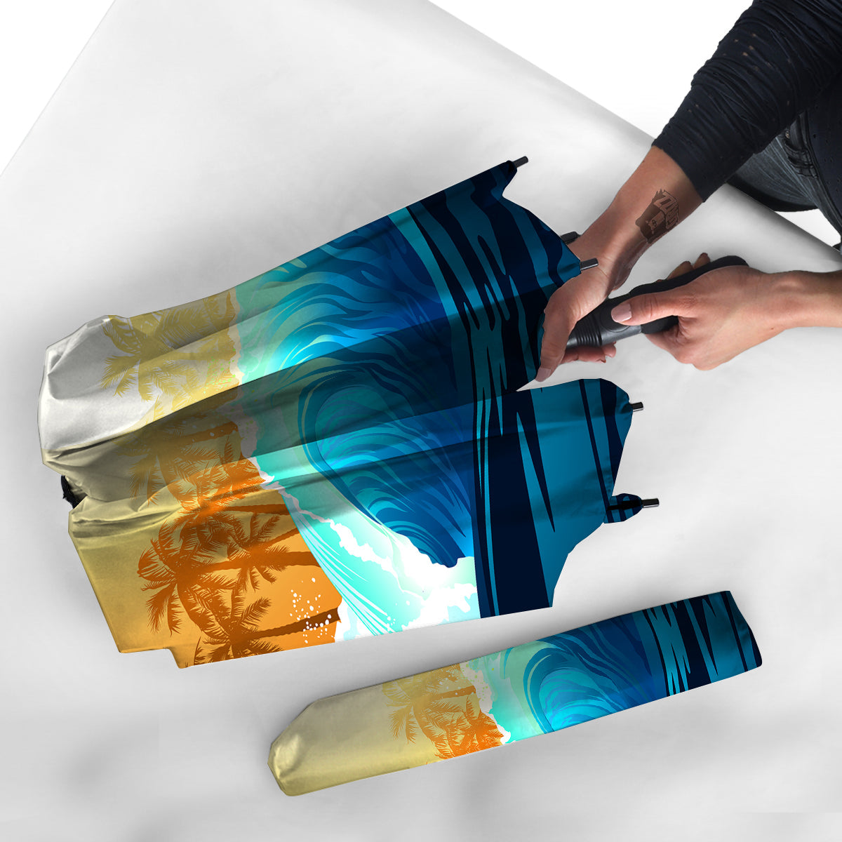 Sunrise Tropical Surfing Wave Print Umbrella-grizzshop
