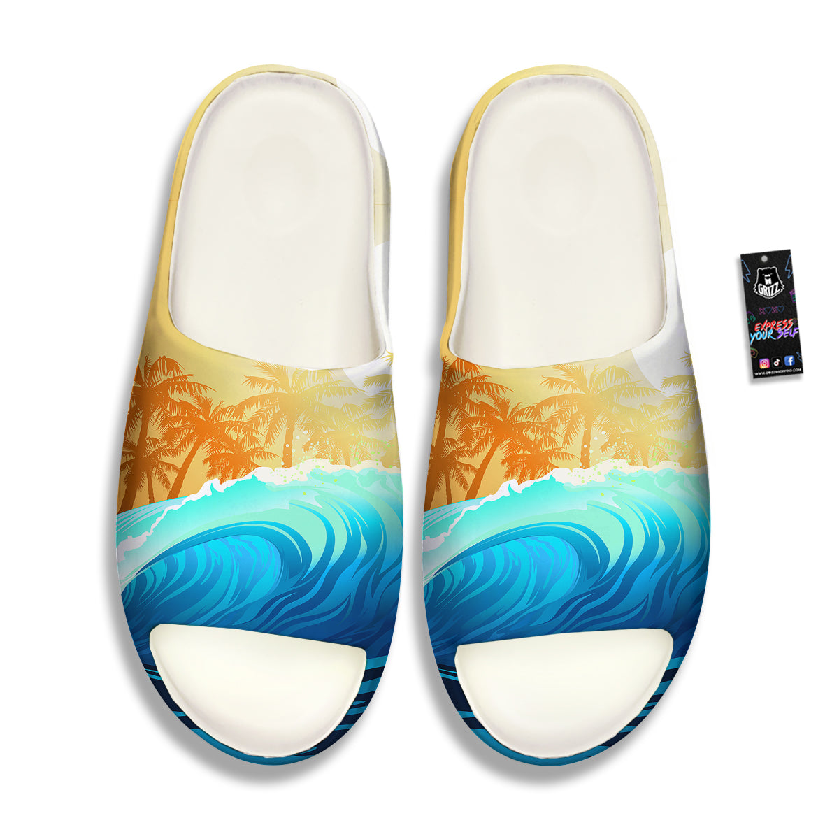 Sunrise Tropical Surfing Wave Print Sandals-grizzshop