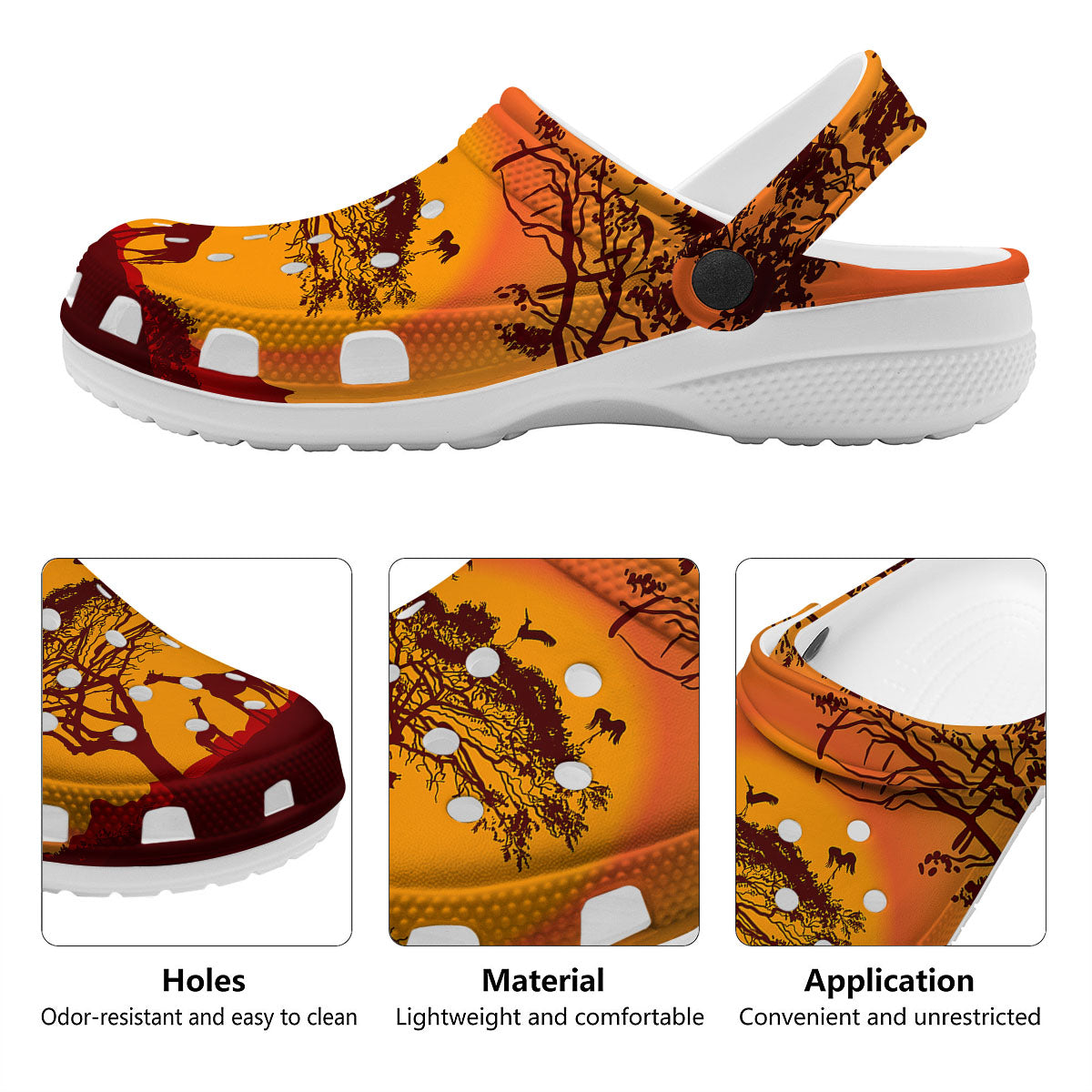 Sunset African Savanna Print Clog-grizzshop