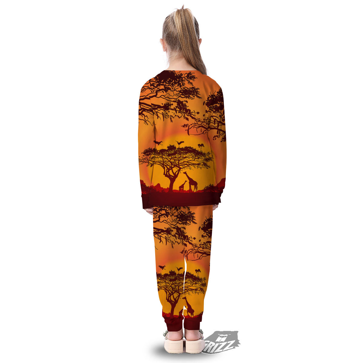 Sunset African Savanna Print Kid's Pajamas-grizzshop