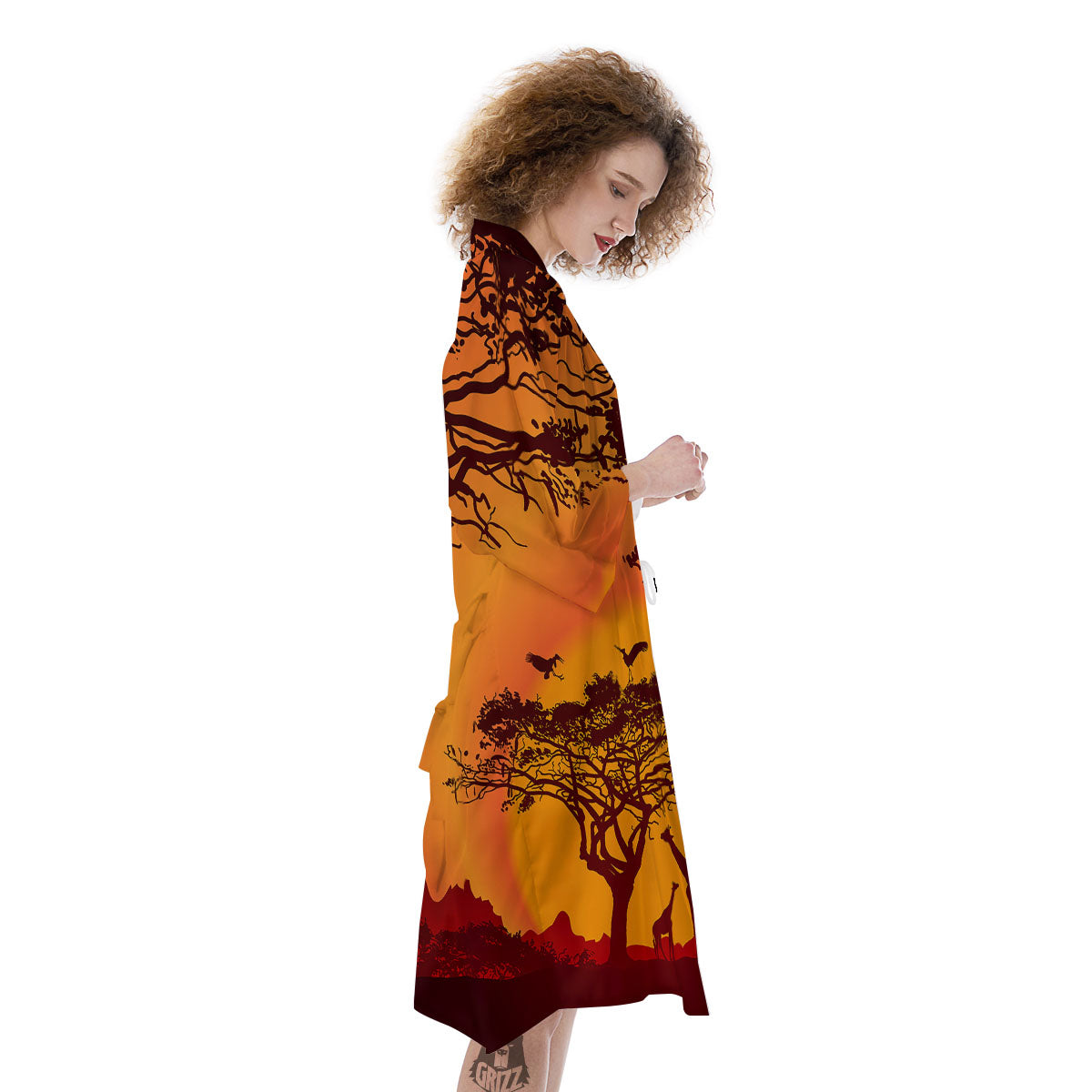Sunset African Savanna Print Kimono-grizzshop