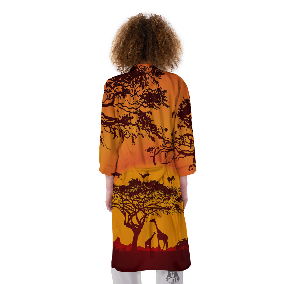 Sunset African Savanna Print Kimono-grizzshop