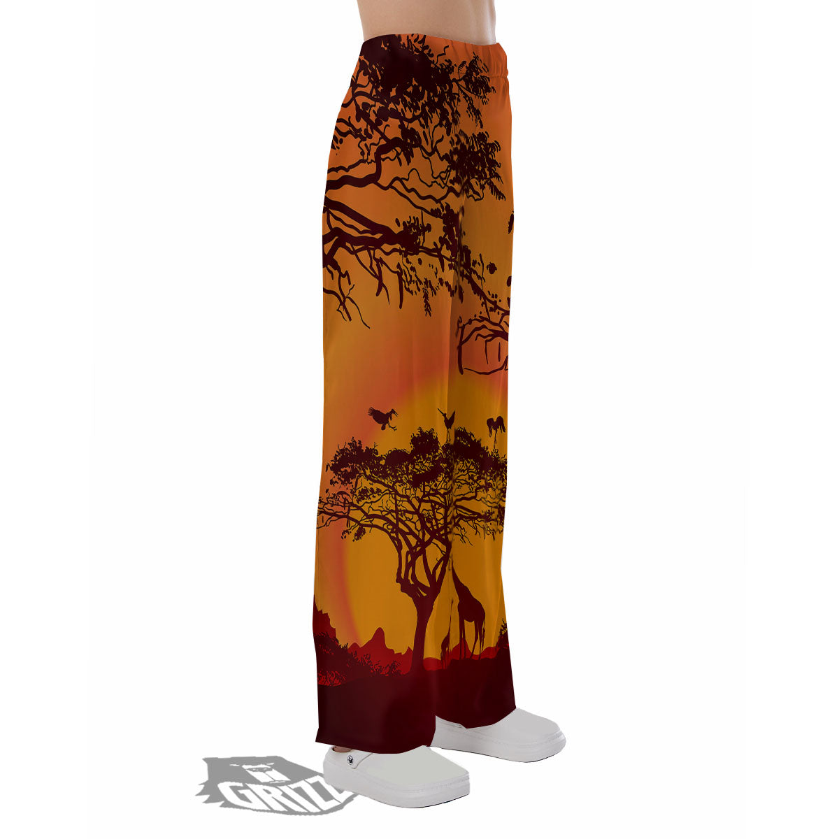 Sunset African Savanna Print Pajama Pants-grizzshop