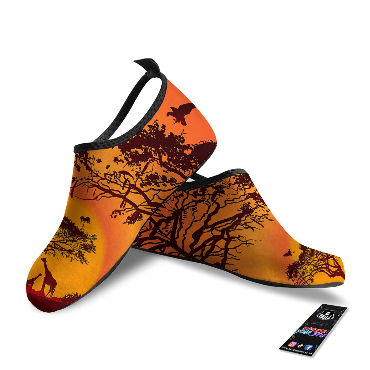 Sunset African Savanna Print Water Shoes-grizzshop