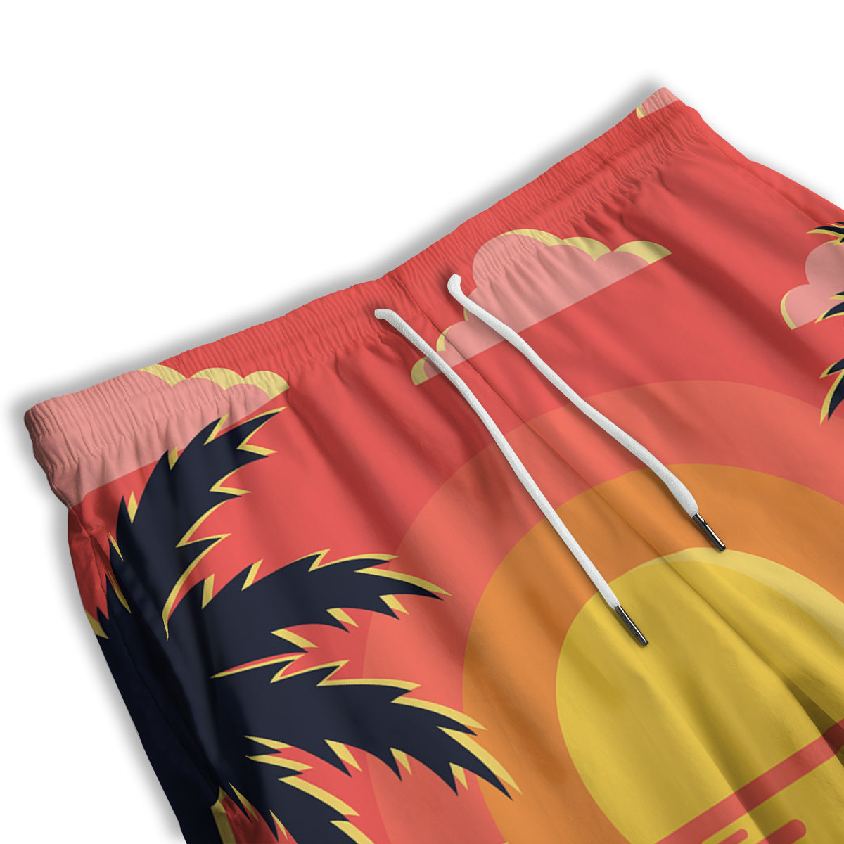 Sunset And Beach Pink Sky Print Men's Athletic Shorts