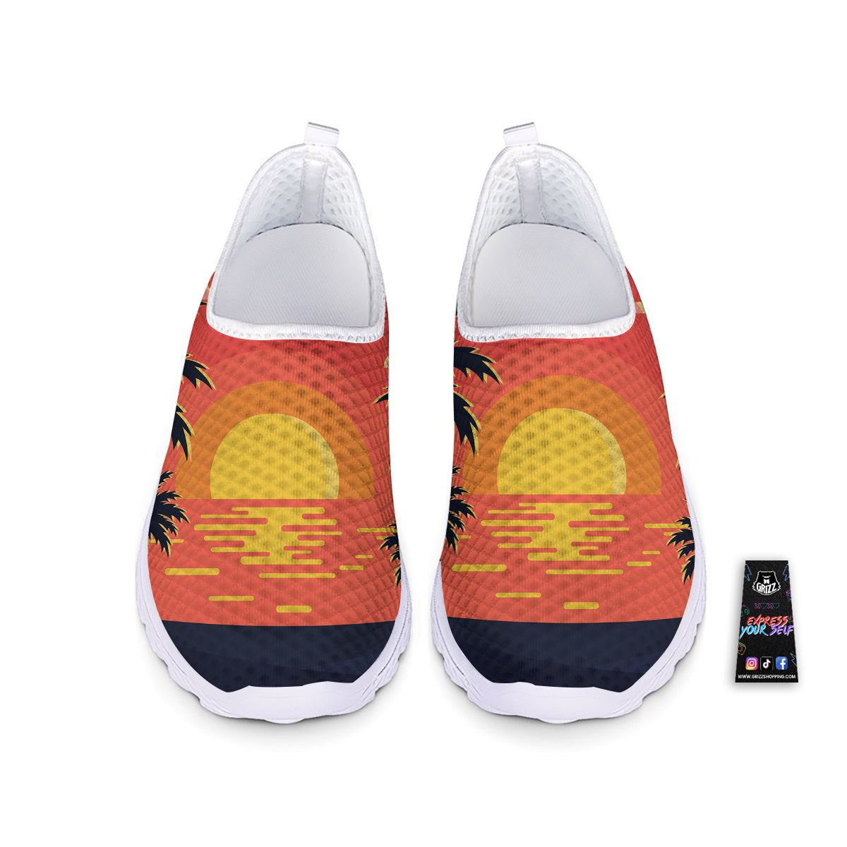 Sunset And Beach Pink Sky Print Nurse Shoes-grizzshop