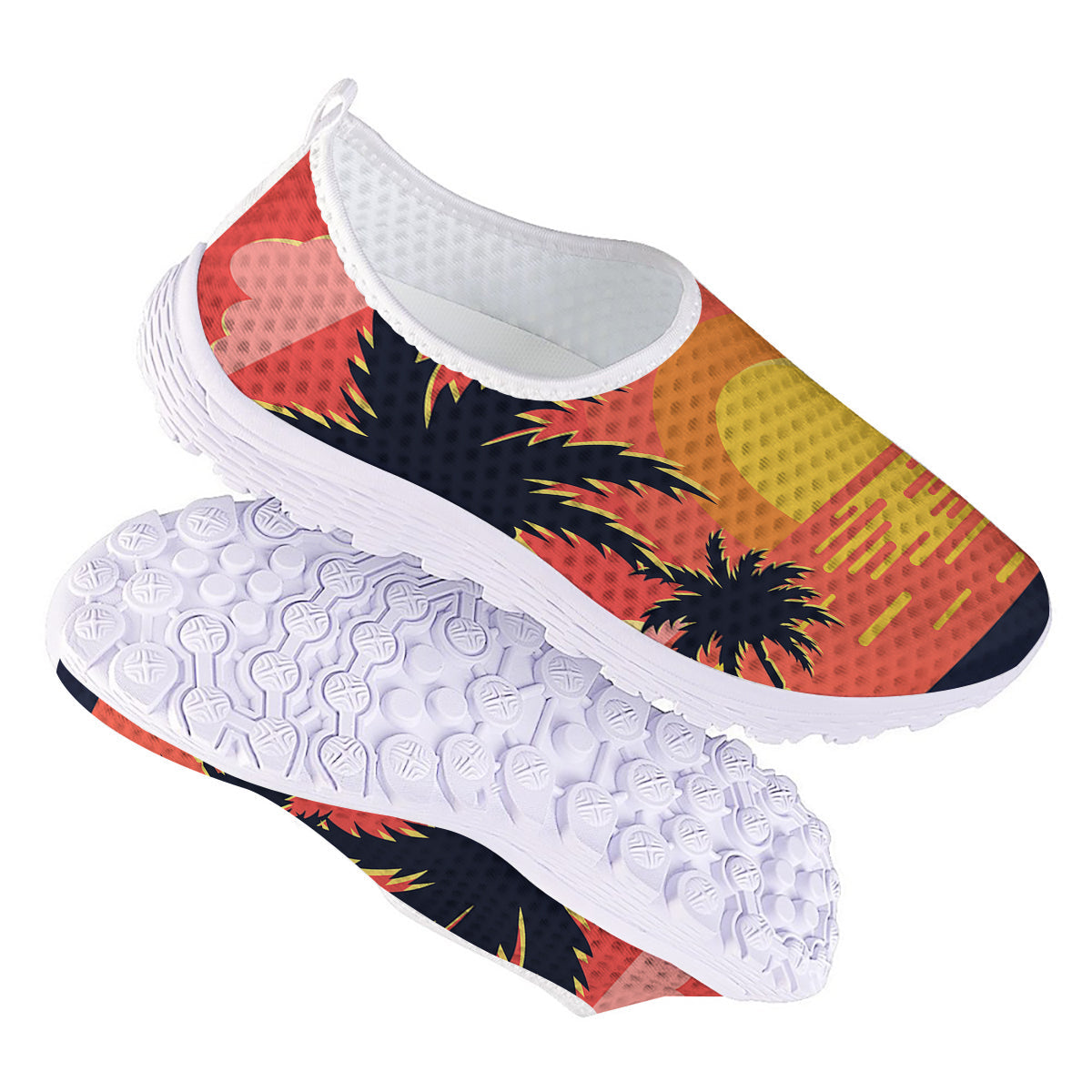 Sunset And Beach Pink Sky Print Nurse Shoes-grizzshop