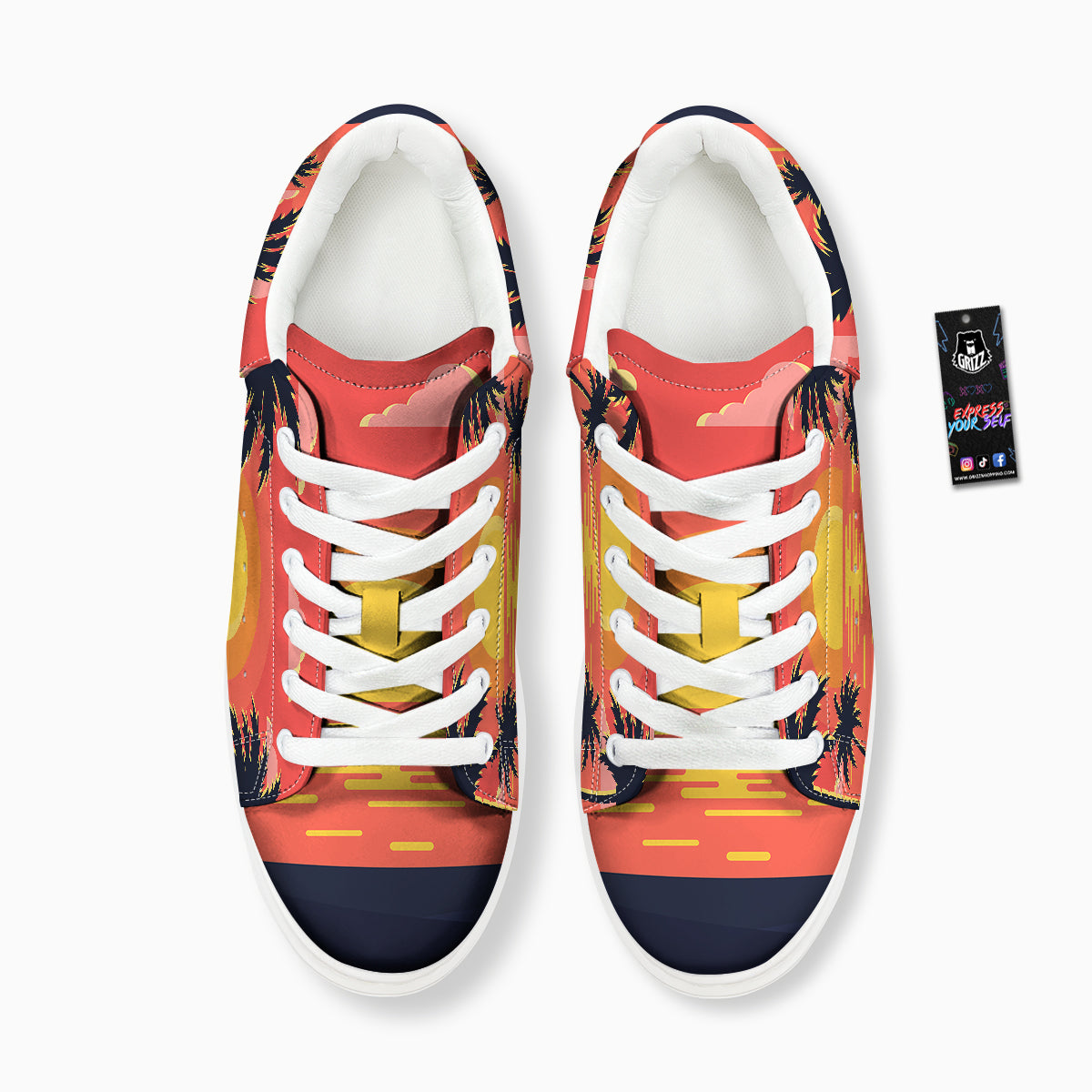 Sunset And Beach Pink Sky Print Platform Shoes-grizzshop