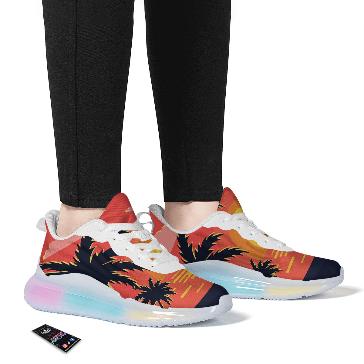 Sunset And Beach Pink Sky Print Running Sneakers-grizzshop