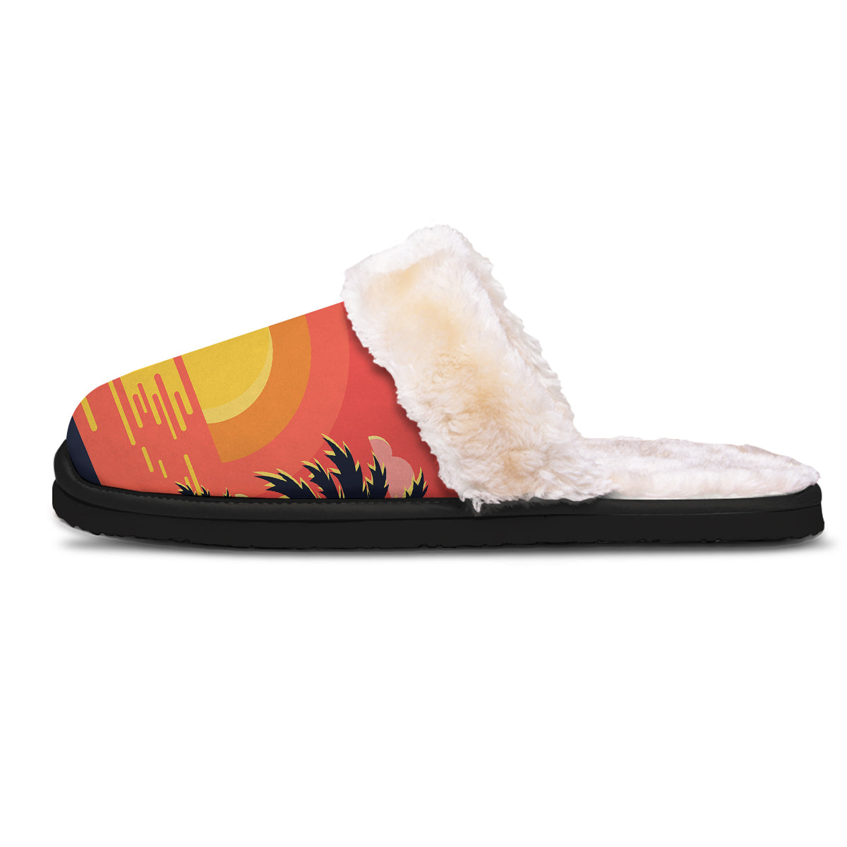 Sunset And Beach Pink Sky Print Slippers-grizzshop