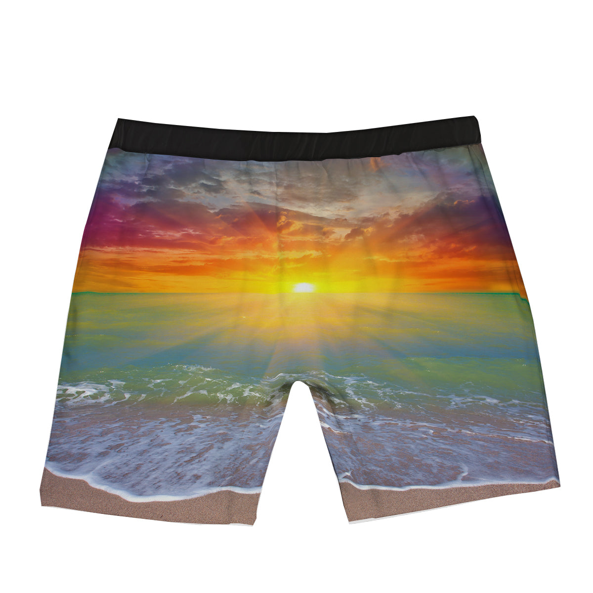 Sunset And Rainbow On Beach Print Boxer Briefs-grizzshop
