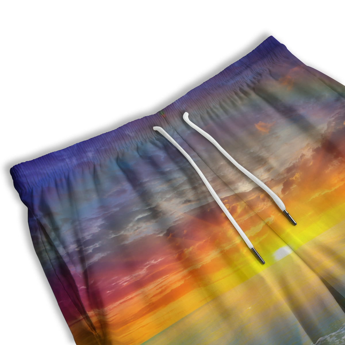 Sunset And Rainbow On Beach Print Men's Athletic Shorts