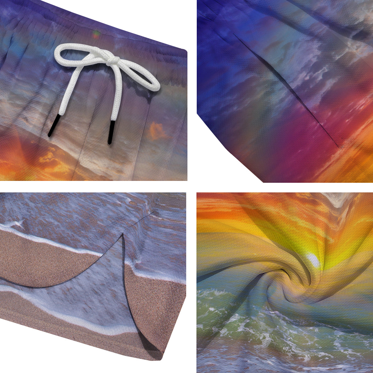 Sunset And Rainbow On Beach Print Men's Running Shorts-grizzshop
