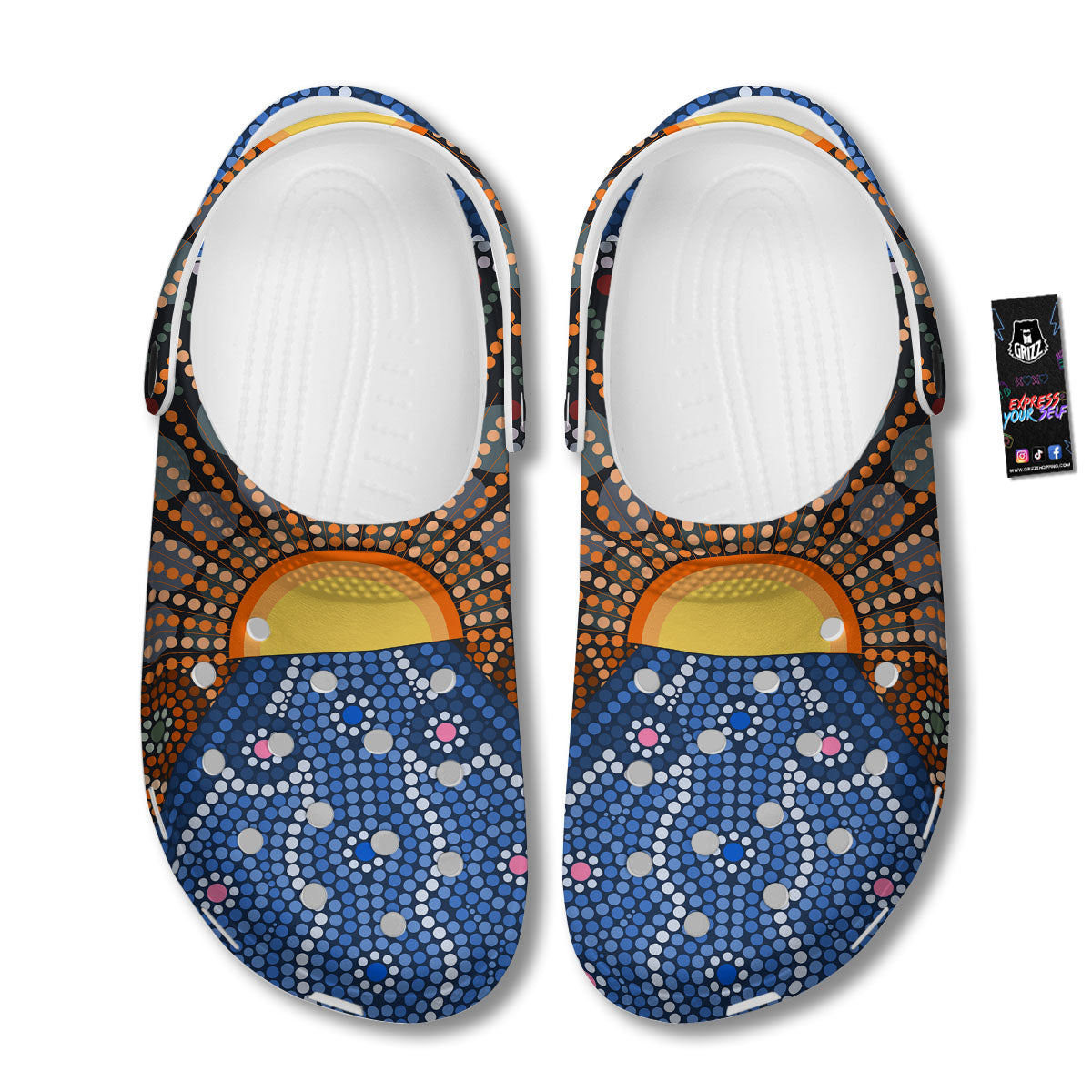 Sunset Art Aboriginal Indigenous Print Clog-grizzshop