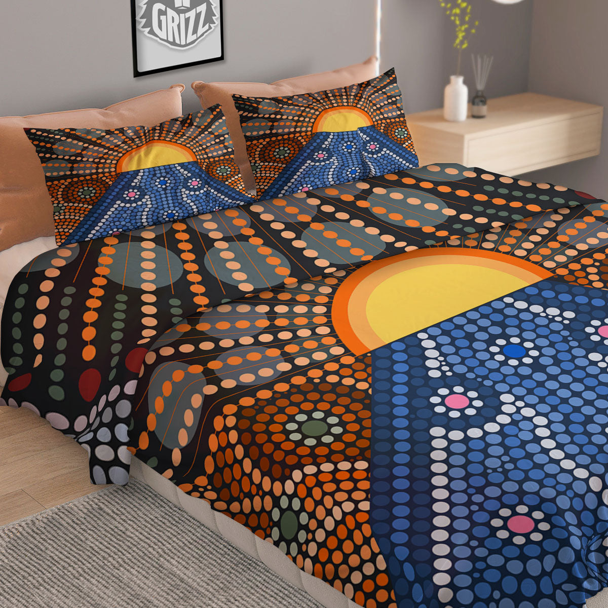 Sunset Art Aboriginal Indigenous Print Duvet Cover Bedding Set