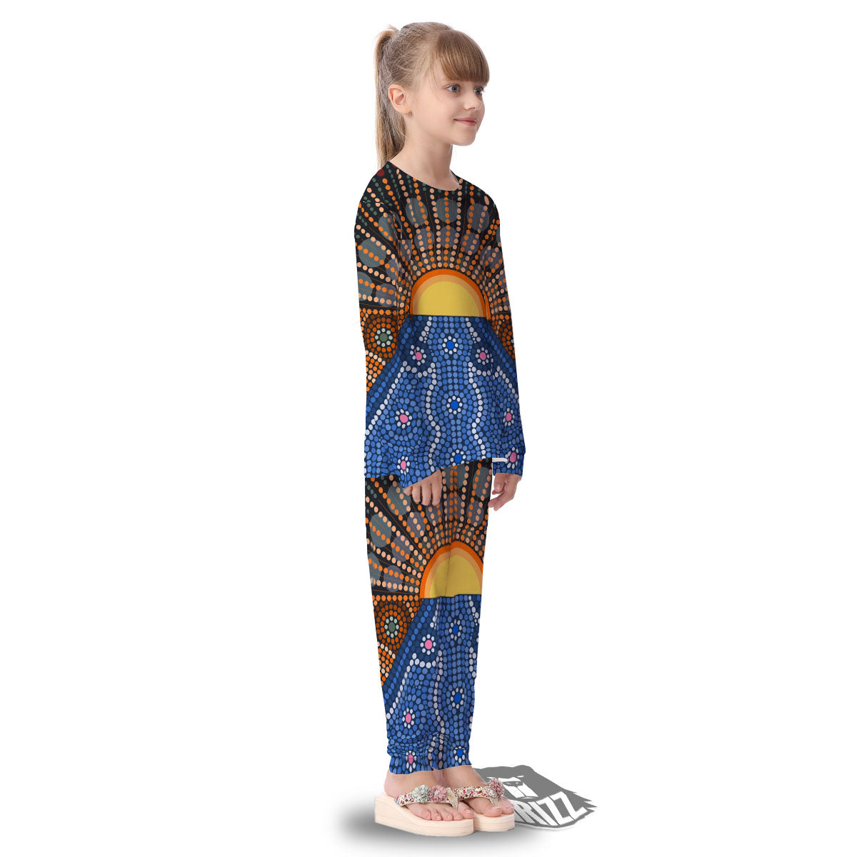 Sunset Art Aboriginal Indigenous Print Kid's Pajamas-grizzshop