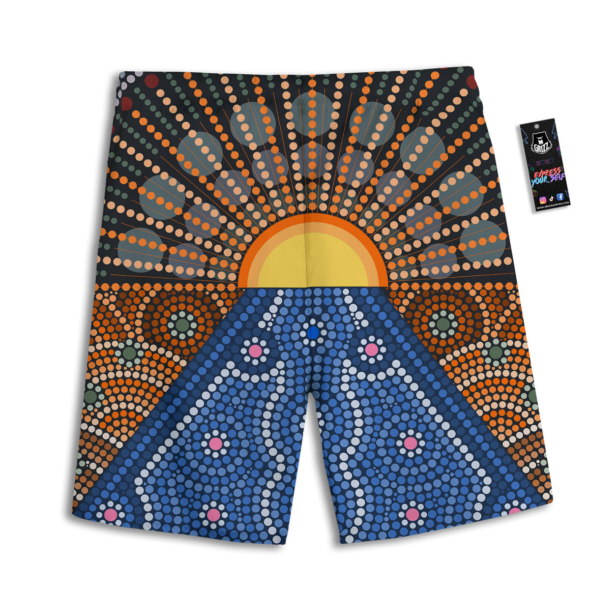 Sunset Art Aboriginal Indigenous Print Men's Athletic Shorts