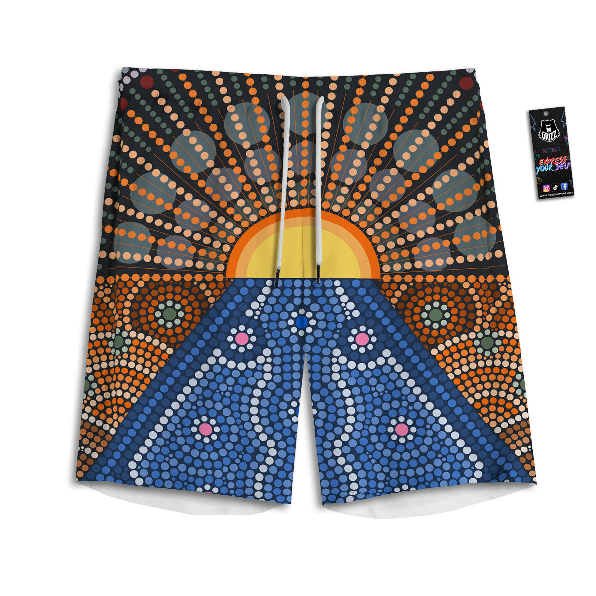 Sunset Art Aboriginal Indigenous Print Men's Athletic Shorts