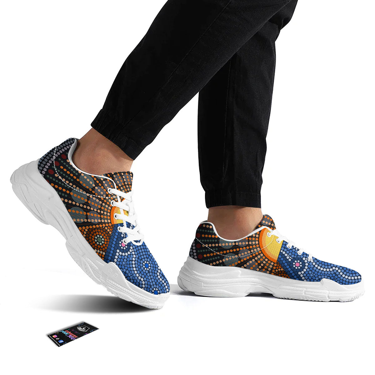 Sunset Art Aboriginal Indigenous Print White Chunky Shoes-grizzshop