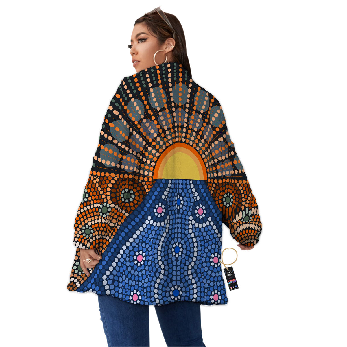 Sunset Art Aboriginal Indigenous Print Women's Sherpa Jacket-grizzshop