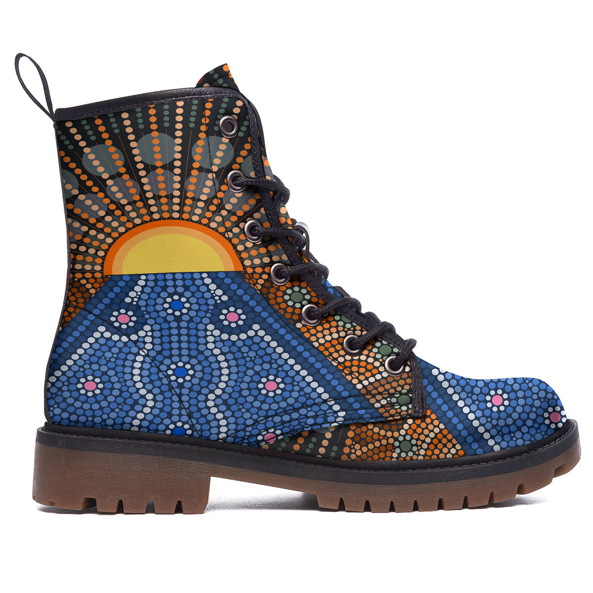 Sunset Art Aboriginal Indigenous Print Work Boots-grizzshop