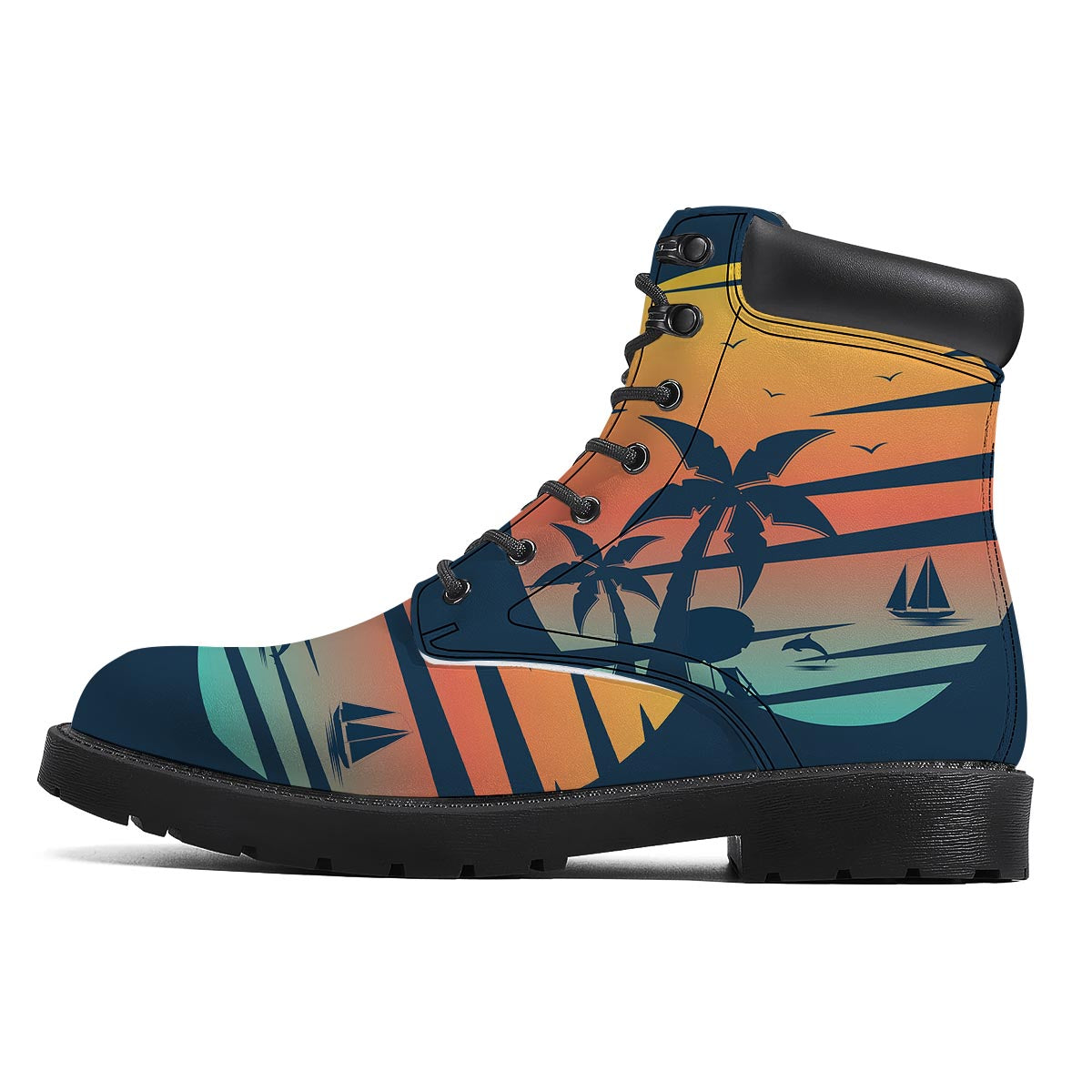 Sunset Beach Tropical Print Boots-grizzshop