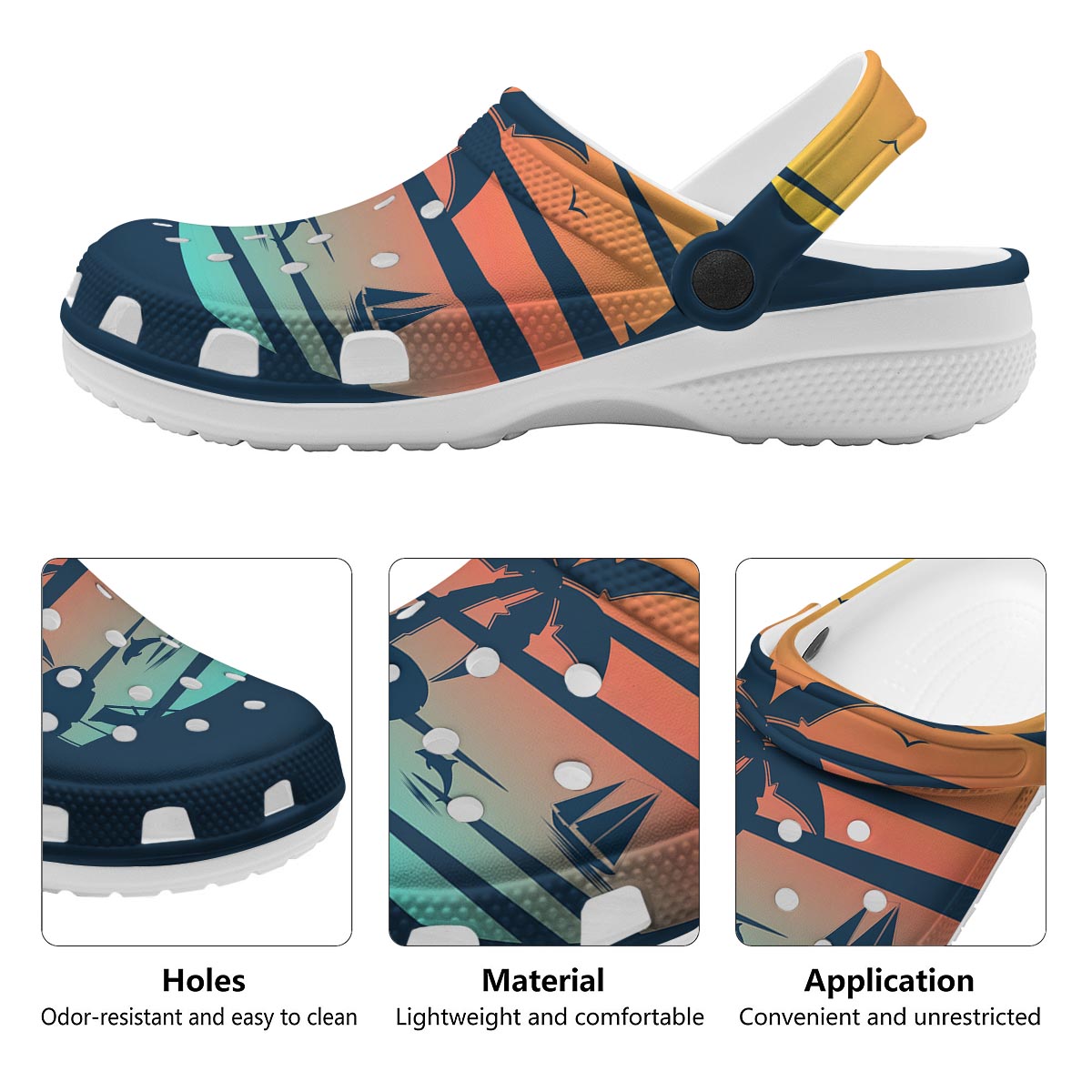 Sunset Beach Tropical Print Clog-grizzshop